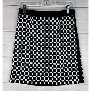 WHITE HOUSE BLACK MARKET Skirt Womens 4 Black White Geometric Print Lined Career